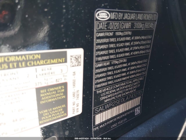 SALWR2SE0LA743270 Land Rover Range Rover Sport Hse Dynamic