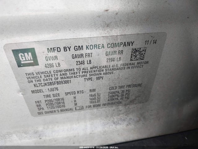 Chevrolet Trax 1ls 2015 KL7CJKSB5FB093001 Image 9