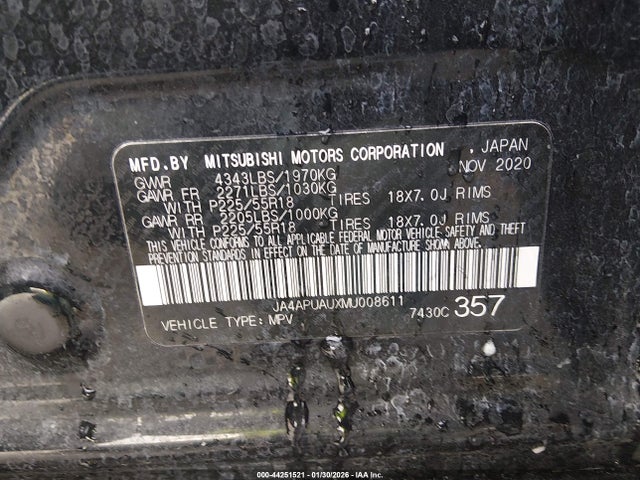 2021 MITSUBISHI OUTLANDER SPORT JA4APUAUXMU008611 Photo 8