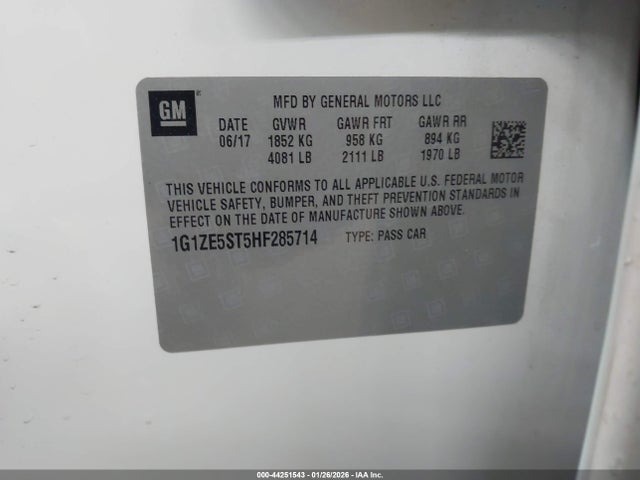 1G1ZE5ST5HF285714 Chevrolet MALIBU 1LT