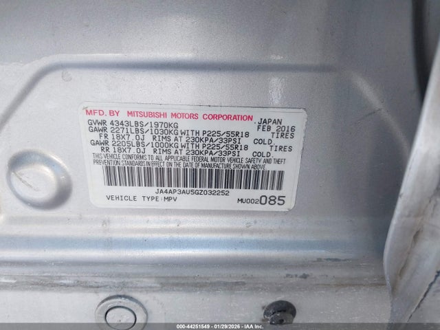 2016 MITSUBISHI OUTLANDER SPORT JA4AP3AU5GZ032252 Photo 8