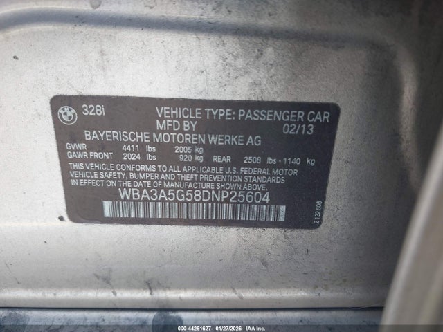 2013 BMW 328I WBA3A5G58DNP25604 Photo 8