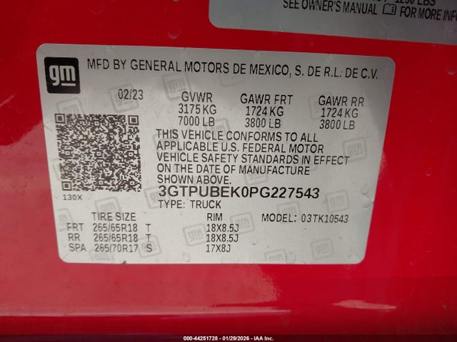 Продажа на аукционе авто 2023 Gmc Sierra 1500 4wd  Short Box Sle, vin: 3GTPUBEK0PG227543, номер лота: 44251728