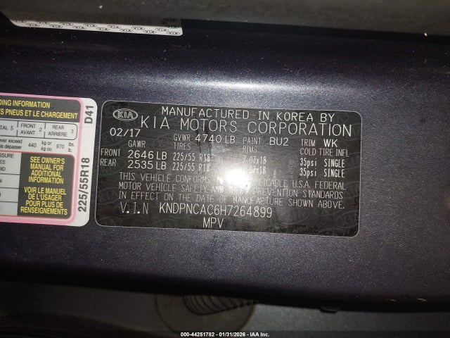 Продаж на аукціоні авто 2017 Kia Sportage Ex, vin: KNDPNCAC6H7264899, номер лоту: 44251782