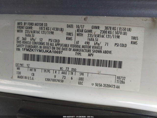 1FMZK1YM3JKA10697 Ford Transit-150 Xlt