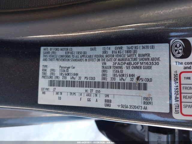 Ford FIESTA SE 2015 3FADP4BJ0FM163530 Image 9