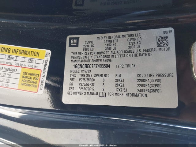 1GCNCREC7FZ403594 Chevrolet Silverado 1500 1lt