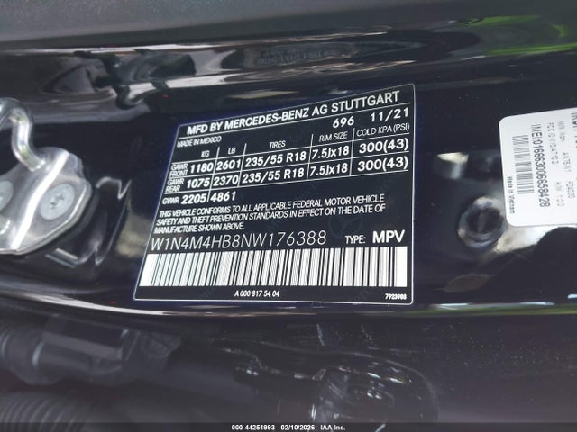 2022 Mercedes-benz Glb 250 4matic მანქანა იყიდება აუქციონზე, vin: W1N4M4HB8NW176388, აუქციონის ნომერი: 44251993