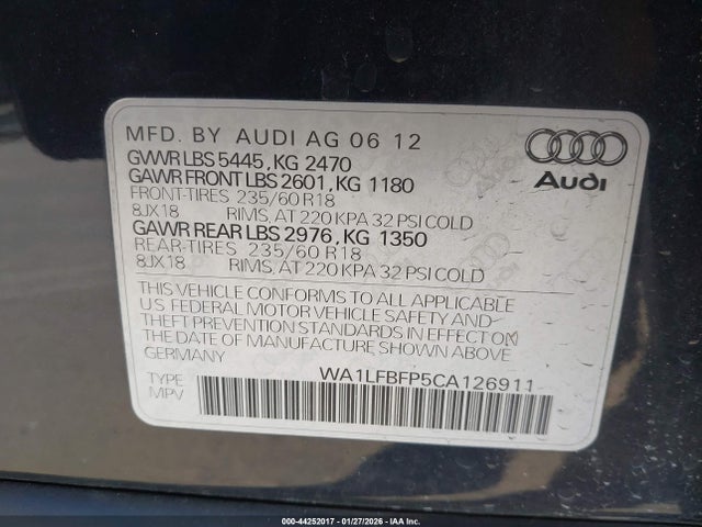 2012 AUDI Q5 WA1LFBFP5CA126911 Photo 8