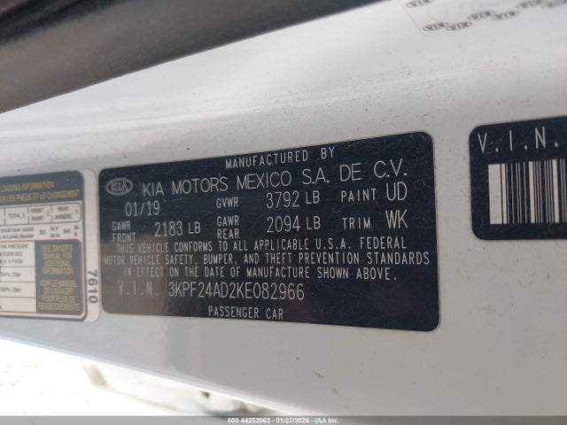 3KPF24AD2KE082966 KIA Forte Lxs