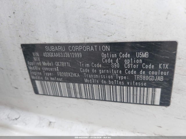 4S3GKAA63J3612999 Subaru Impreza 2.0i