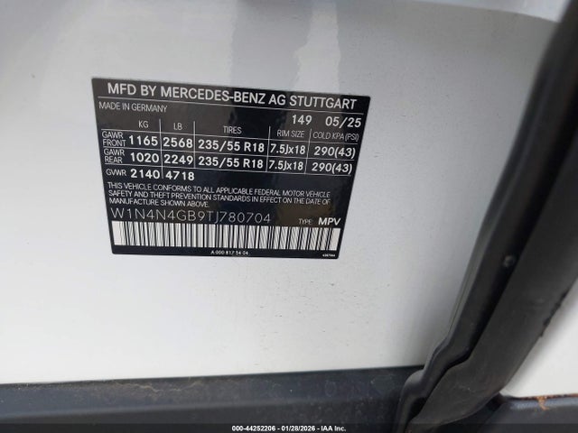 W1N4N4GB9TJ780704 Mercedes-Benz Gla 250 4matic