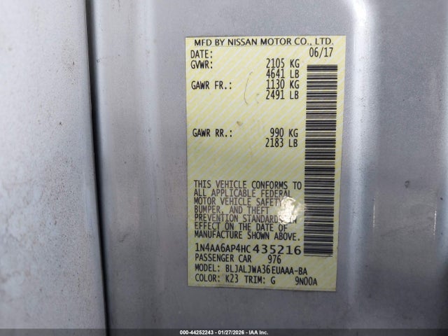 Nissan Maxima 3.5 Sv 2017 1N4AA6AP4HC435216 Image 9