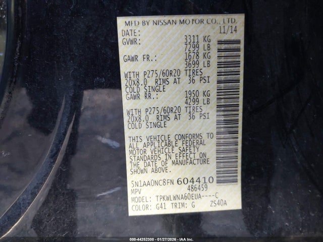 5N1AA0NC8FN604410 Nissan Armada Platinum