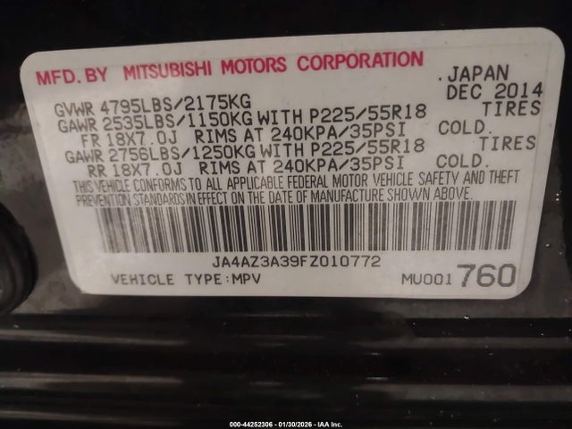 2015 MITSUBISHI OUTLANDER JA4AZ3A39FZ010772 Photo 8
