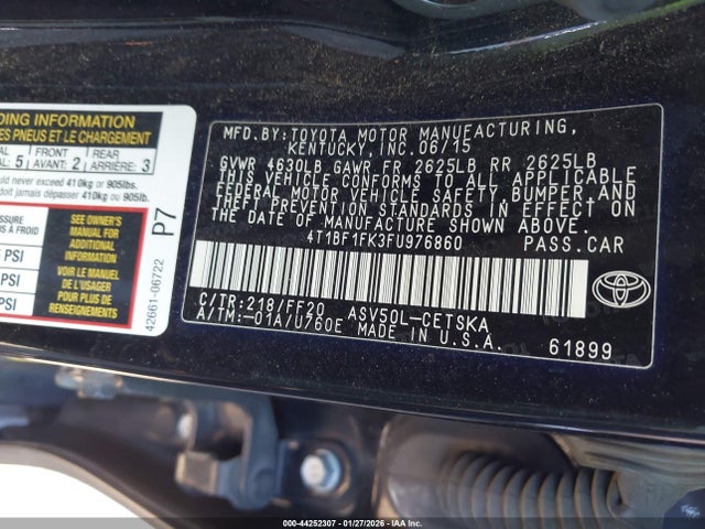 Toyota CAMRY SE 2015 4T1BF1FK3FU976860 Image 9