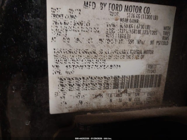 Продаж на аукціоні авто 2012 Ford F-350 Lariat, vin: 1FT8W3BT7CED08591, номер лоту: 44252330