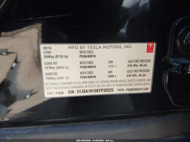 2014 TESLA MODEL S 5YJSA1H10EFP30525 Photo 8