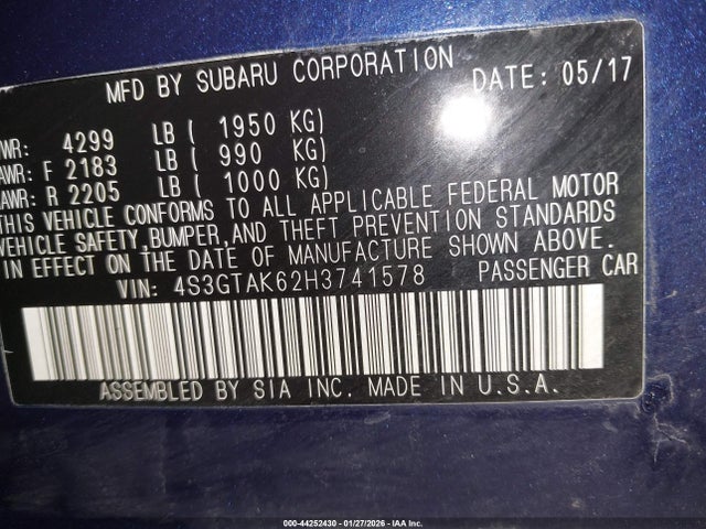 4S3GTAK62H3741578 Subaru Impreza 2.0i Sport