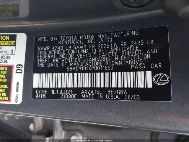 58AD11D1XPU011893 Lexus ES 250