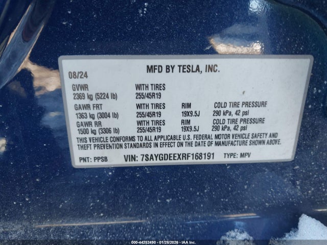 2024 TESLA MODEL Y 7SAYGDEEXRF168191 Photo 8