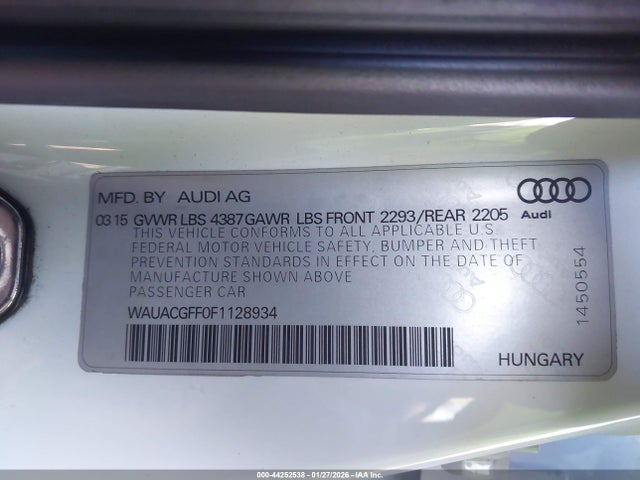 Продажа на аукционе авто 2015 Audi A3 1.8t Premium, vin: WAUACGFF0F1128934, номер лота: 44252538