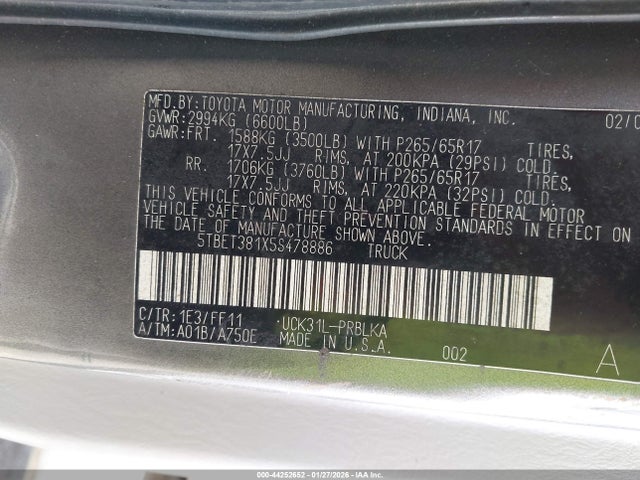 2005 TOYOTA TUNDRA 5TBET381X5S478886 Photo 8