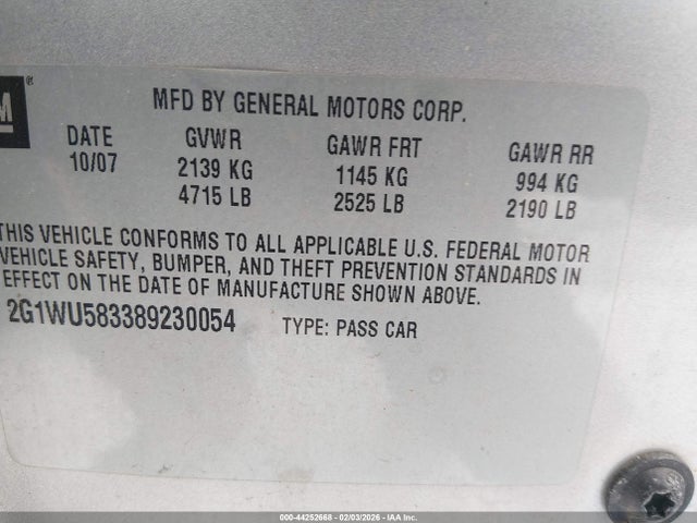 2008 CHEVROLET IMPALA 2G1WU583389230054 Photo 8