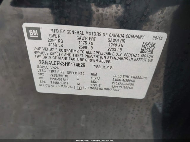 2GNALCEK3H6174629 Chevrolet EQUINOX LT