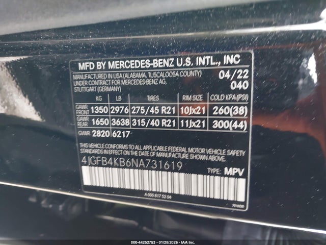 4JGFB4KB6NA731619 Mercedes-Benz Gle 350 4matic
