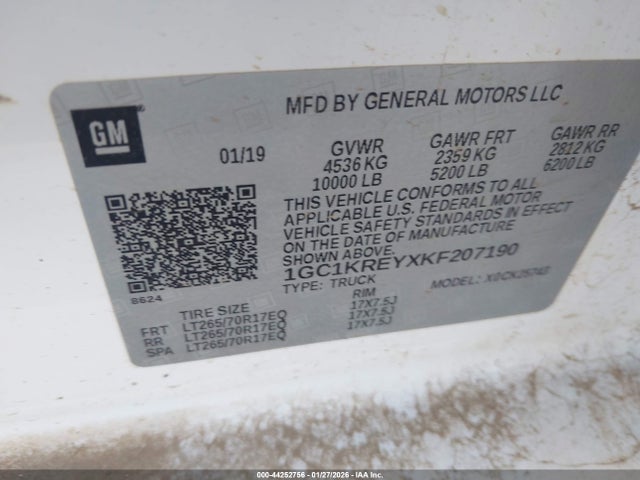 1GC1KREYXKF207190 Chevrolet Silverado 2500hd Wt