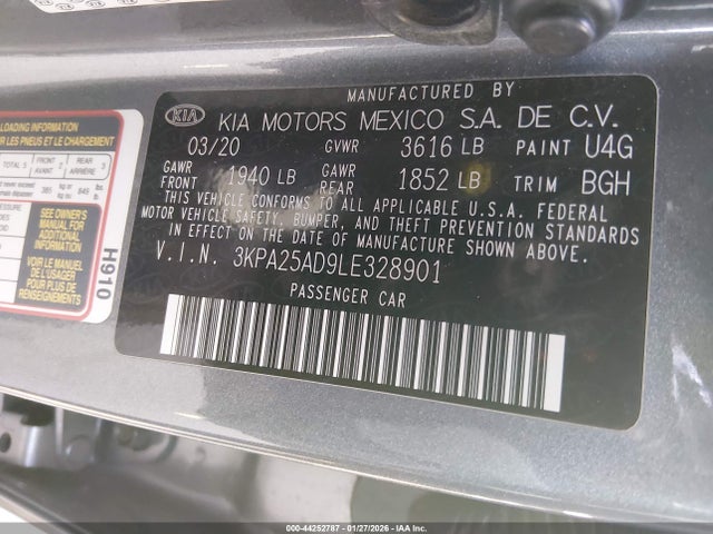 3KPA25AD9LE328901 KIA Rio 5-door S