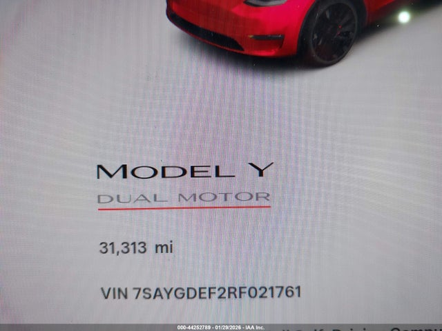 44252789 :رقم المزاد ، 7SAYGDEF2RF021761 vin ، 2024 Tesla Model Y Performance Dual Motor All-wheel Drive مزاد بيع