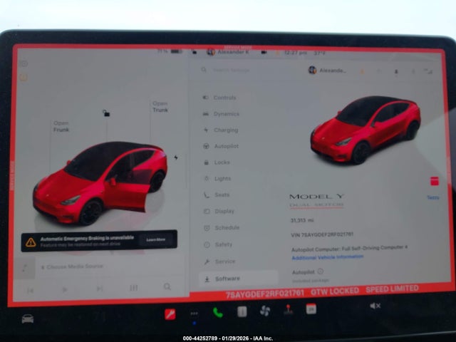 44252789 :رقم المزاد ، 7SAYGDEF2RF021761 vin ، 2024 Tesla Model Y Performance Dual Motor All-wheel Drive مزاد بيع