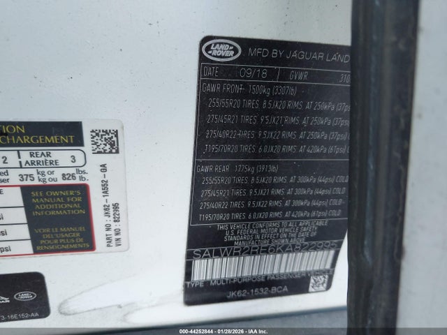 Продажа на аукционе авто 2019 Land Rover Range Rover Sport Supercharged Dynamic, vin: SALWR2RE6KA822995, номер лота: 44252844