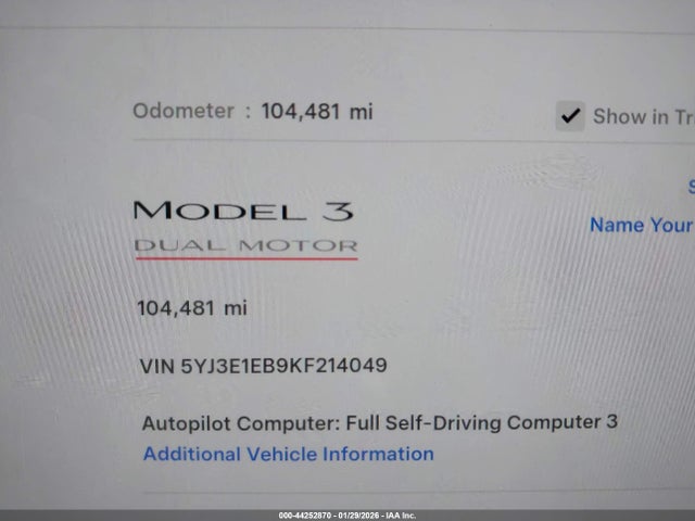 2019 TESLA MODEL 3 5YJ3E1EB9KF214049 Photo 6
