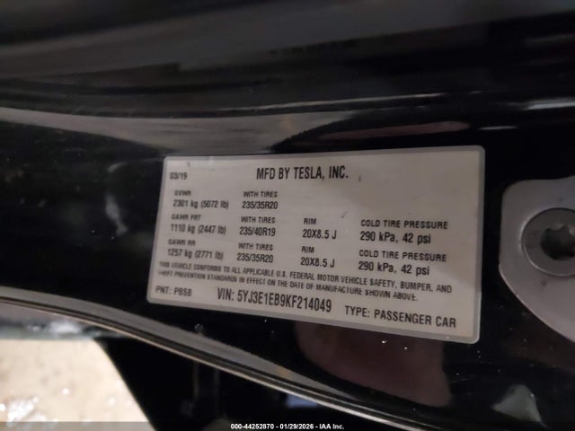 2019 TESLA MODEL 3 5YJ3E1EB9KF214049 Photo 8