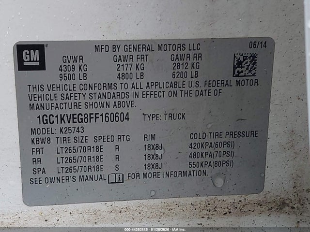 1GC1KVEG8FF160604 Chevrolet Silverado 2500hd Lt