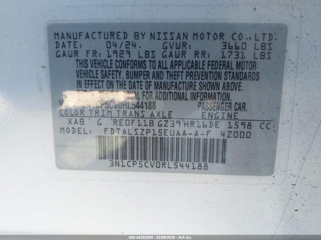 3N1CP5CV0RL544188 Nissan Kicks Sv Xtronic Cvt
