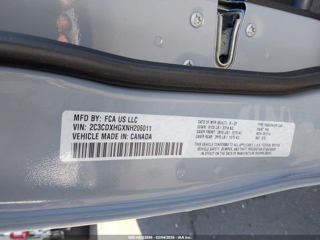 2C3CDXHGXNH206011 Dodge Charger Gt Rwd