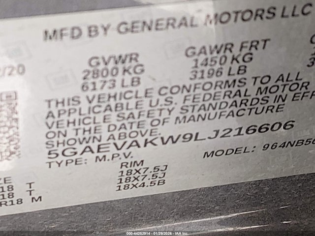 5GAEVAKW9LJ216606 Buick Enclave Awd Essence