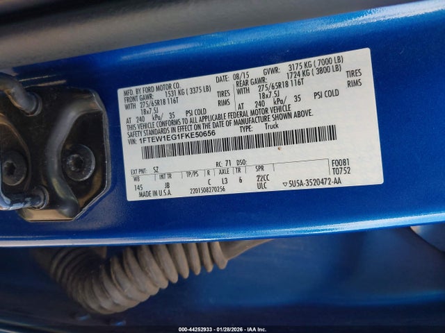 Ford F-150 Xlt 2015 1FTEW1EG1FKE50656 Image 9