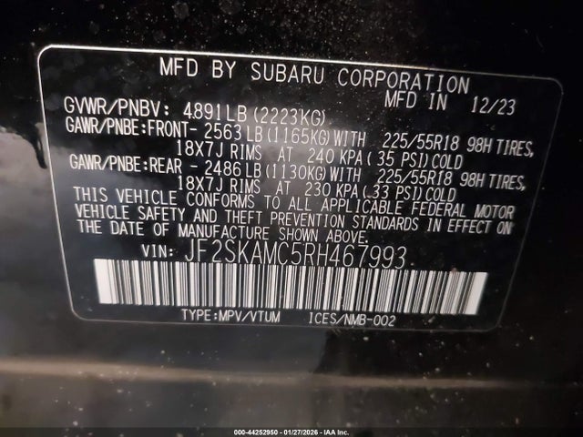JF2SKAMC5RH467993 Subaru Forester Touring