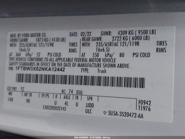 1FTBW3X82NKA12442 Ford Transit-350 Cargo Van