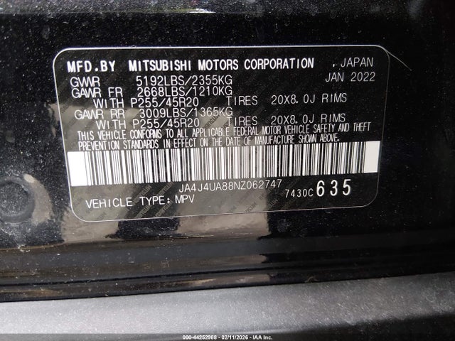 2022 MITSUBISHI OUTLANDER JA4J4UA88NZ062747 Photo 8