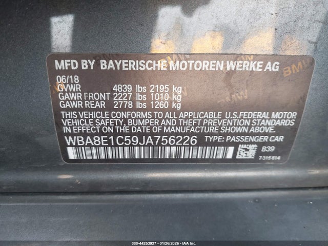 WBA8E1C59JA756226 BMW 330e Iperformance