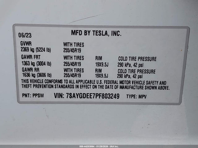 2023 TESLA MODEL Y 7SAYGDEE7PF803249 Photo 8