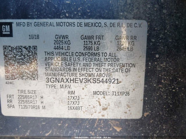 2019 CHEVROLET EQUINOX 3GNAXHEV3KS544921 Photo 8