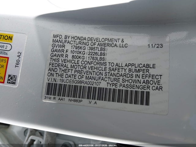 Aukcja sprzedaży 2024 Acura Integra Type S, vin: 19UDE5G98RA002107, numer aukcji: 44253108