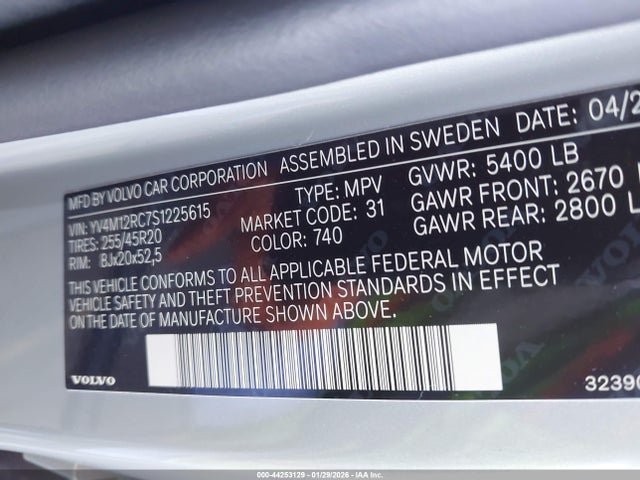 YV4M12RC7S1225615 Volvo Xc60 B5 Plus